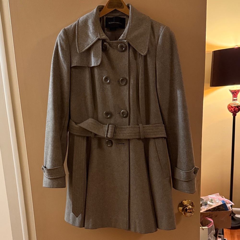 Moda International Women's Gray Pea Coat